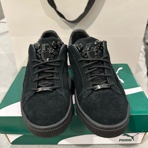 Moving sale. Puma Black Suede Sneakers with Gemstone Accent